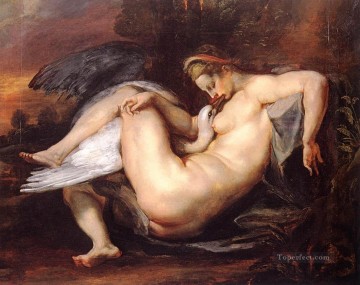 Desnudo Painting - rubens Leda y el cisne Clásico desnudo